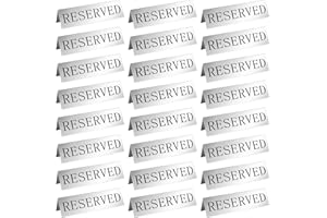 Peryiter Metal Reserved Table Signs Metal Reserved Sign Double Sided Table Stand Tents Seating Tent for Wedding Restaurant Ceremony, 5.91 x 3.15 Inch(Silver,24 Pcs)