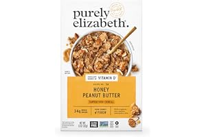 PURELY ELIZABETH. Purely Elizabeth, Honey Peanut Butter, Superfood Cereal with Vitamin D (1 Box, 11oz), 6g Fiber