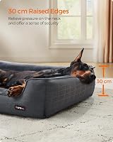 Feandrea Dog Bed Linen Look XXL 120x90x30 cm Raised Edges Non-Slip view 3