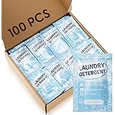 Leelosp 100 Pcs Individual Travel Laundry Detergent Bulk Travel Size Laundry Detergent Packets Portable Single Use Liquid Soap for Traveler Hostel Essentials Cleaning