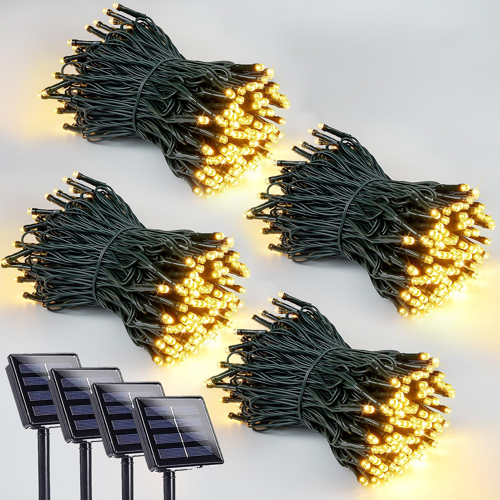 Photo 1 of **Only 3 Pack** 4 Pack 400 LED Solar String Lights for Outside, Solar Christmas Lights Outdoor with 8 Lighting Modes, Waterproof Green Wire Solar Powered Tree Light for Xmas Party Yard Garden Decorations (Warm White)