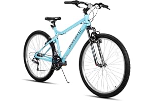 HH HILAND HILAND 26 Inch Womens and Mens Mountain Bike, 18 Speed Steel Frame Adult Bicycle, MTB Bikes with Suspension Fork, V Brake, Mountain Bicycle for Woman Man, Purple Green White