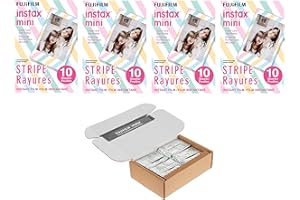 Fujifilm Instax Mini Stripe Instant Film 4 Packs of 10 = 40 Shots Bulk Pack