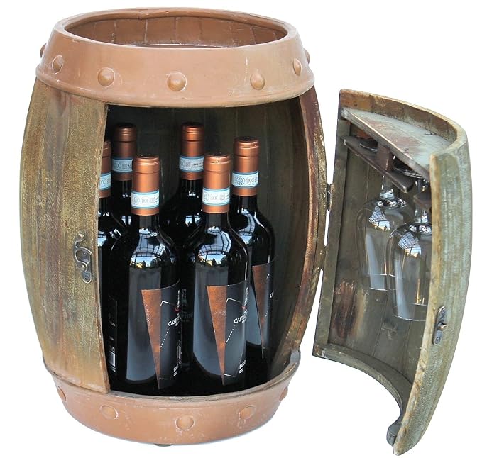 DanDiBo Weinregal Holz Weinfass Braun 44 cm 91361 Bar Flaschenregal Flaschenständer Klein Fass Holzfass