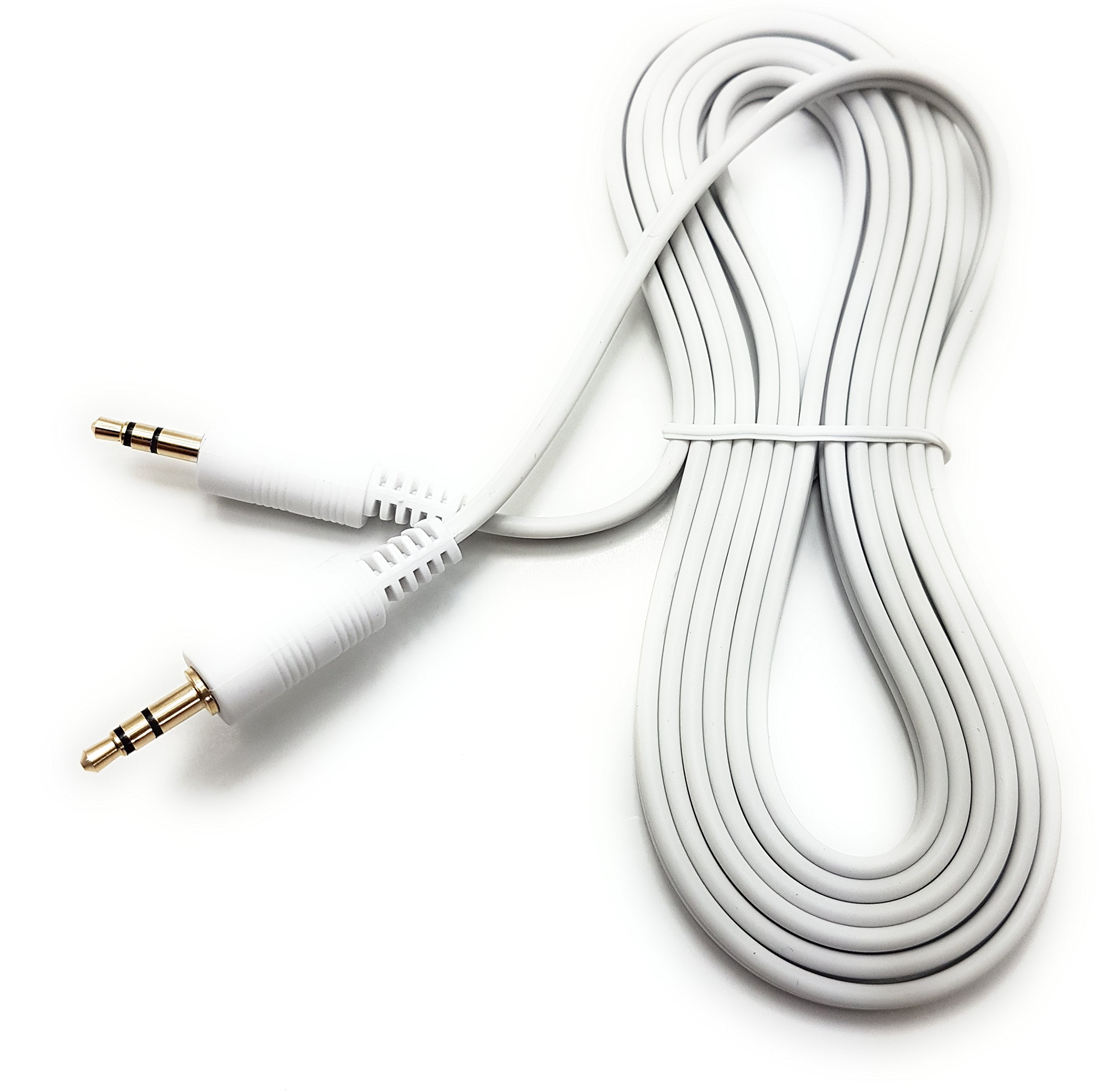 MainCore 2m long White Audio AUX Cable 3.5mm to 3.5mm for Mobile Phones, Computers, Laptops, Mp3 Players, Portable Speakers, Headphones, HIFI