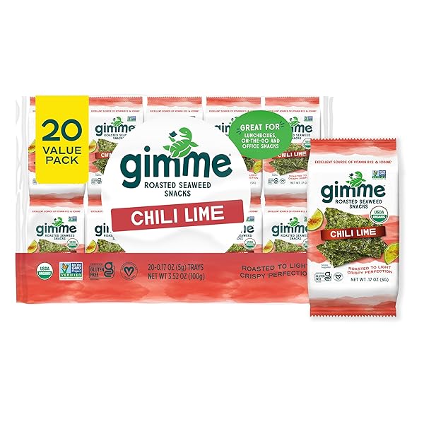 GIMME SEAWEED ORGANIC PREMIUM ROASTED SEAWEED SNACKS, CHILI...