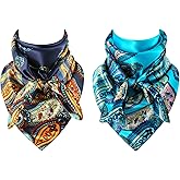 GERINLY Mens Wild Rag 2 Pack, Western Scarves Cowboy, Silk Feel Bandana Square 35 Inch
