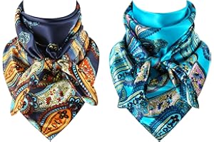 GERINLY Mens Wild Rag 2 Pack, Western Scarves Cowboy, Silk Feel Bandana Square 35 Inch