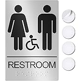 Washroom Sign, Bathroom Signs For Business - Ideal Restroom Sign For Men and Women - 1 Pack - 9" by 6" - ADA Compliant with B