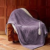 SOGANASA Heated Blanket Throw 50"x60" - Machine Washable Electric Throw Blanket Office Heated Throw Blanket with ETL & FCC Certification 5 Heating Levels 3 Hour Auto-Off Overheat Protection(Purple)