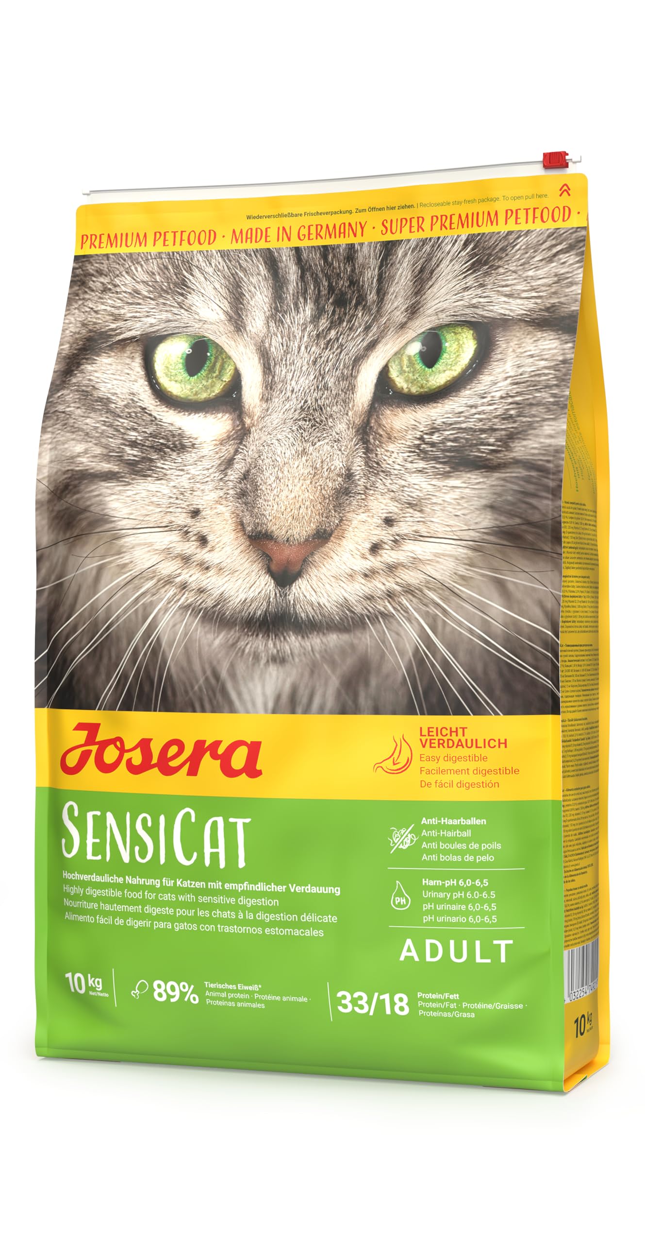Josera SensiCat complete food for adult cats | Sensitive stomach | For fussy cats| Gluten free | Anti-Hairball | Skin & Coat | Herbs & Fruits | 10kg
