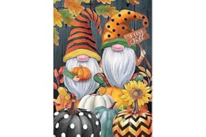 VIGEGU Thanksgiving Stamped Cross Stitch Kits - Pumpkin Cross Stitch Kits for Adults Beginners,Gnomes Full Range of Cross-Stitch Kits Needlecrafts Embroidery Kits Patterns for Home Wall Decor(11CT