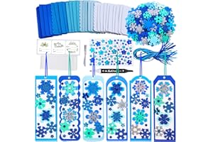 Winlyn 24 Sets Christmas Craft Kits Winter Crafts DIY 3D Christmas Snowflake Bookmarks Art Sets Snowflake Foam Stickers Arts and Crafts for Kids Party Favor Holiday Seasonal Home Classroom Activities