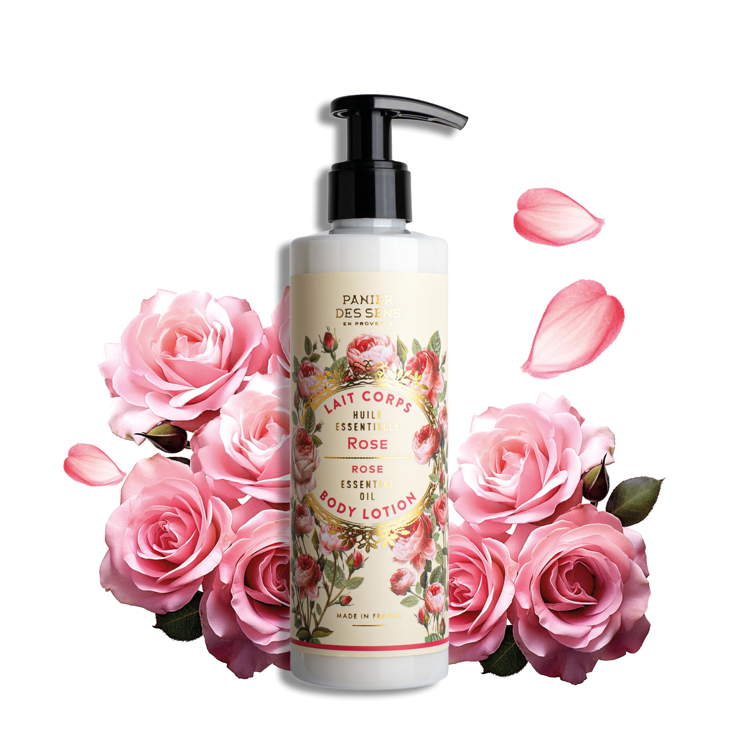 Panier des Sens - Body Lotion - Rose Essential Oil Body Moisturiser for Dry Skin - With Shea Butter - Body Care Made in France - Vegan Body Lotion for Women and Men - 97% Natural Ingredients - 250ml