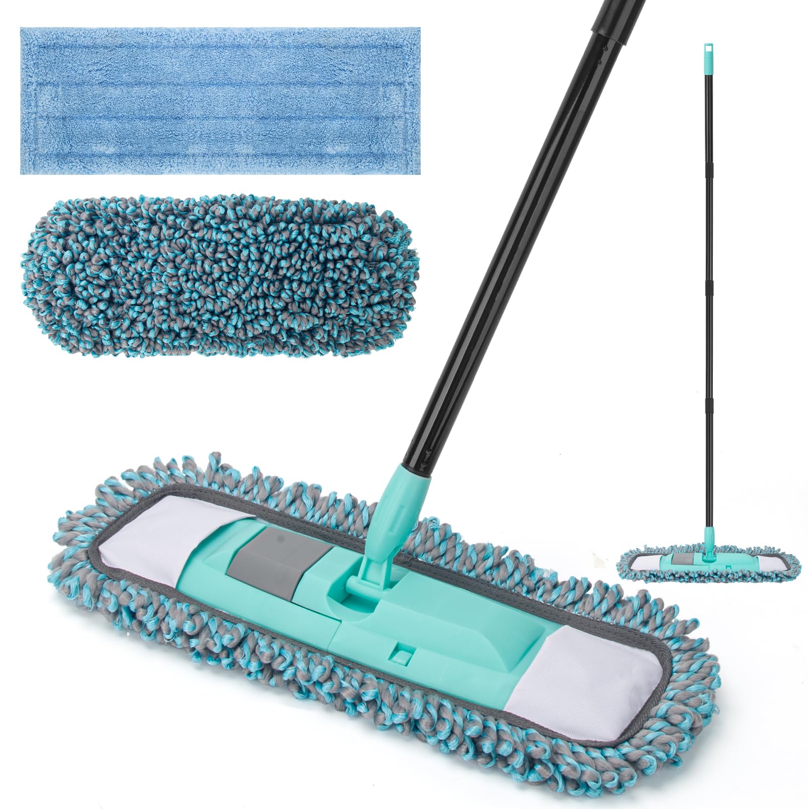 Photo 1 of KeFanta Mops for Floor Cleaning with 2 Different Washable Mop Pads, Microfiber Dust Mop for Hardwood Floors with 57" Long Handle, Wet & Dry Mops for Pet Hair Dust Vinyl Wood Tile Laminate Flooring