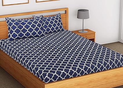 Urban Fab 144 TC Pure Cotton Double Bedsheet with 2 Pillow Covers - King Size