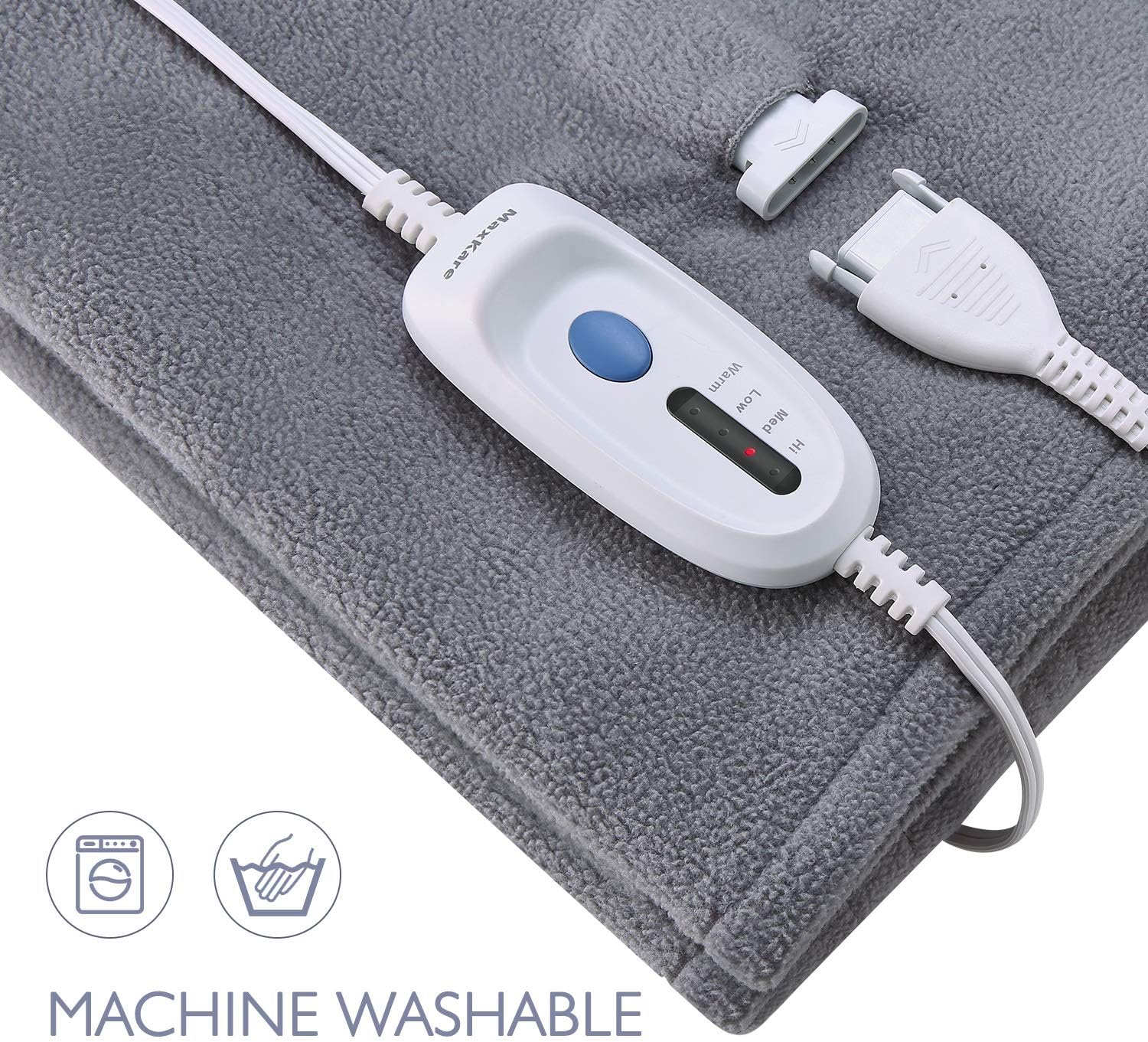 MaxKare Electric Heated Blanket Full Size 77'' x 84'' Heated Throw for Whole Body Warming & Extra Large Size, 4 Heating Levels and 10H Auto-Off with Overheating Protection - Grey: Home & Kitchen