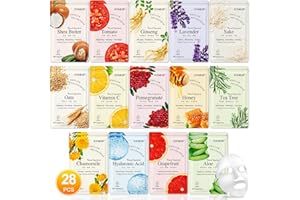 KONEUK 28 Pack Sheet Face Masks Skincare, Hydrating Face Masks Suitable for Sensitive Skin, Bulk Facial Mask Gifts Set for Women Skin Care, Home Skincare Spa for All Skin Types