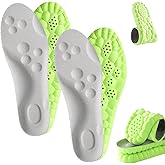 4D Cloud Insoles for Men Women, Memory Foam Boot Insoles, Comfortable and Breathable Massage Cushion Shoe Inserts with Arch Support, Trim to Fit All Shoe Types(2Pair-Green, Men 9-10/Women 11-12)