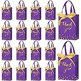 Kolldenn 36 Pack Small Thank You Gift Bags with Handles 5.9 x 4.3 x 2.4 Inches Christmas Party Favor Bags with Bow Ribbon Candy Goodie Gift Bag Bulk for Xmas Wedding Birthday Bridal Shower(Purple)