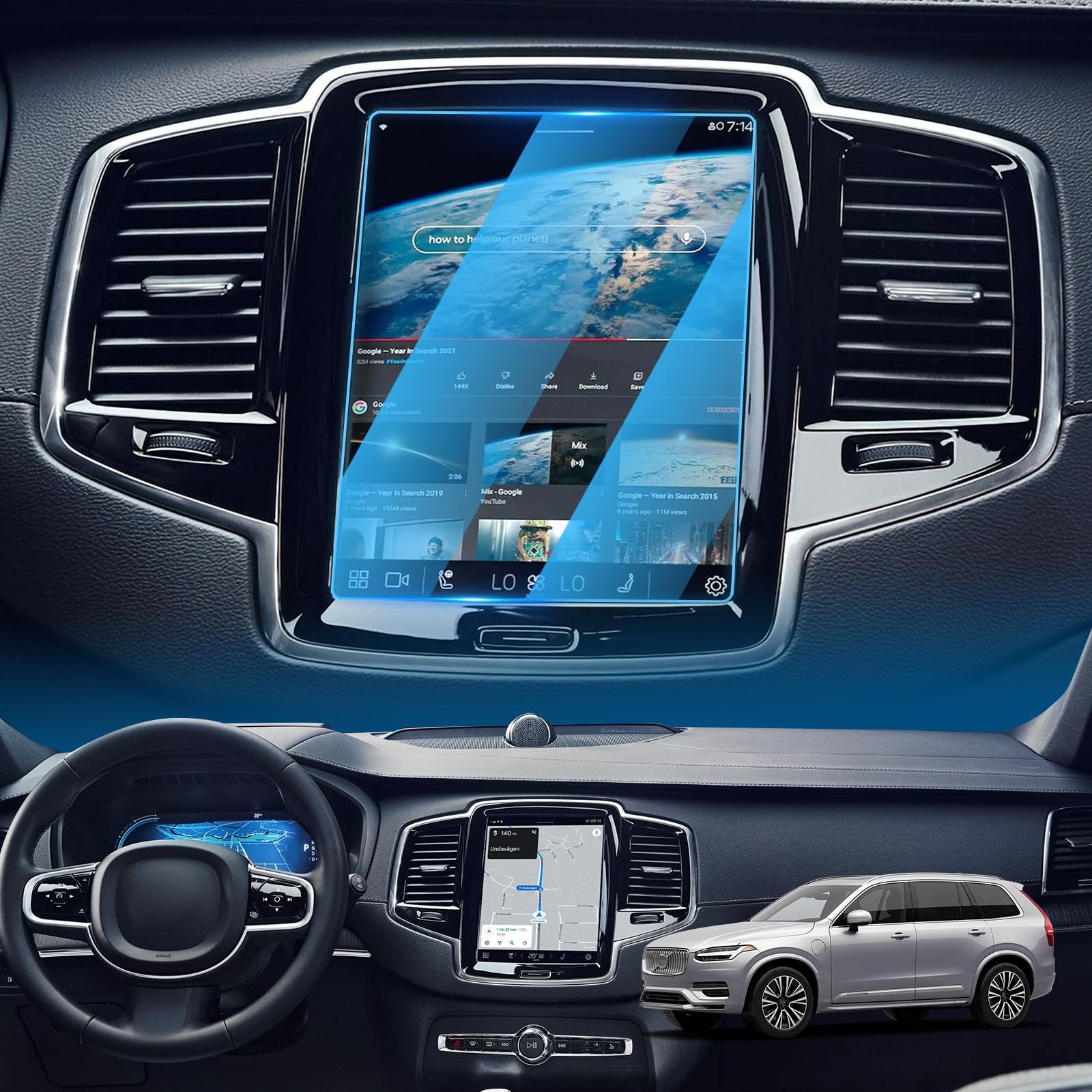 LFOTPP 8.7 inch Car Navigation Screen Protector compatible with Volvo XC90 S90 V90, GPS Navi Tempered Glass Protective Film
