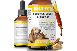 Holy Pets Cough Medicine for Dogs & Cats, Respiratory Infection Support - Sneezing Relief & Kennel Cough Treatment - Pet Asthma Support - Made with Natural Ingredients in The USA
