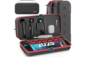 OIVO Switch 2 Carrying Case Compatible with 2025 Nintendo Switch, Portable Travel Carry Case Fit for Joy-Con 2 & Adapter, Hard Shell Protective Pouch Bag with 24 Game Slots, Red
