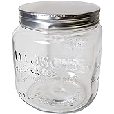 Grant Howard Jumbo Mason Embossed Glass Storage Jar, 92 Ounces, Clear