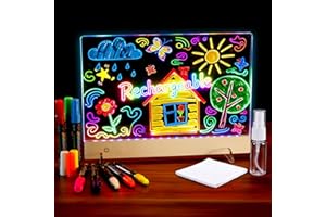 AIERSA LED Drawing Board for Kids Rechargeable,Acrylic Light Up Drawing Tablet, LED Note Board with Colors,Light Up Dry Erase Board,Clear Glow Doodle Board with Stand for Girls Birthday Christmas Gift