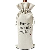 Wedding Wine Gift Bags - Gift for Bride-To-Be, Wedding, Engagement Party - Reusable Burlap With Drawstring Gift Bag (5.5"x 13.5")-1 Pcs/jiu026