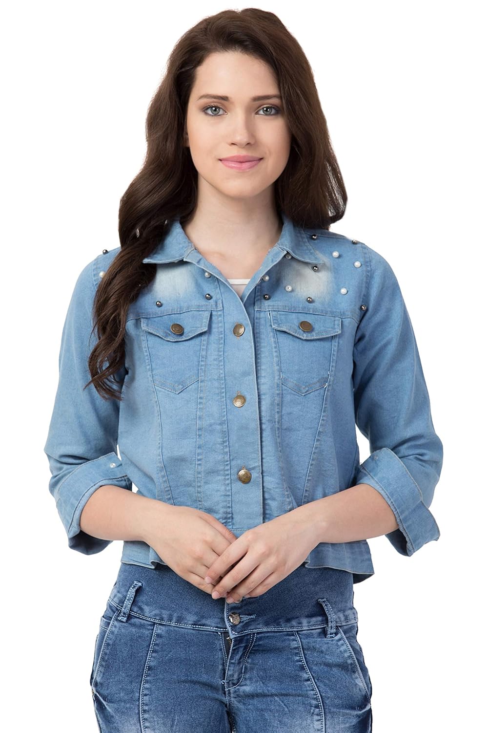 stone coloured denim jacket