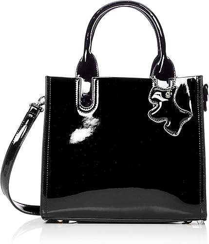 Amazon ヤモチ リアル牛革 エナメルハンド ショルダーバッグ 牛革バッグ 本革 レディースバッグ G 19 Col Bk ブラック ハンドバッグ