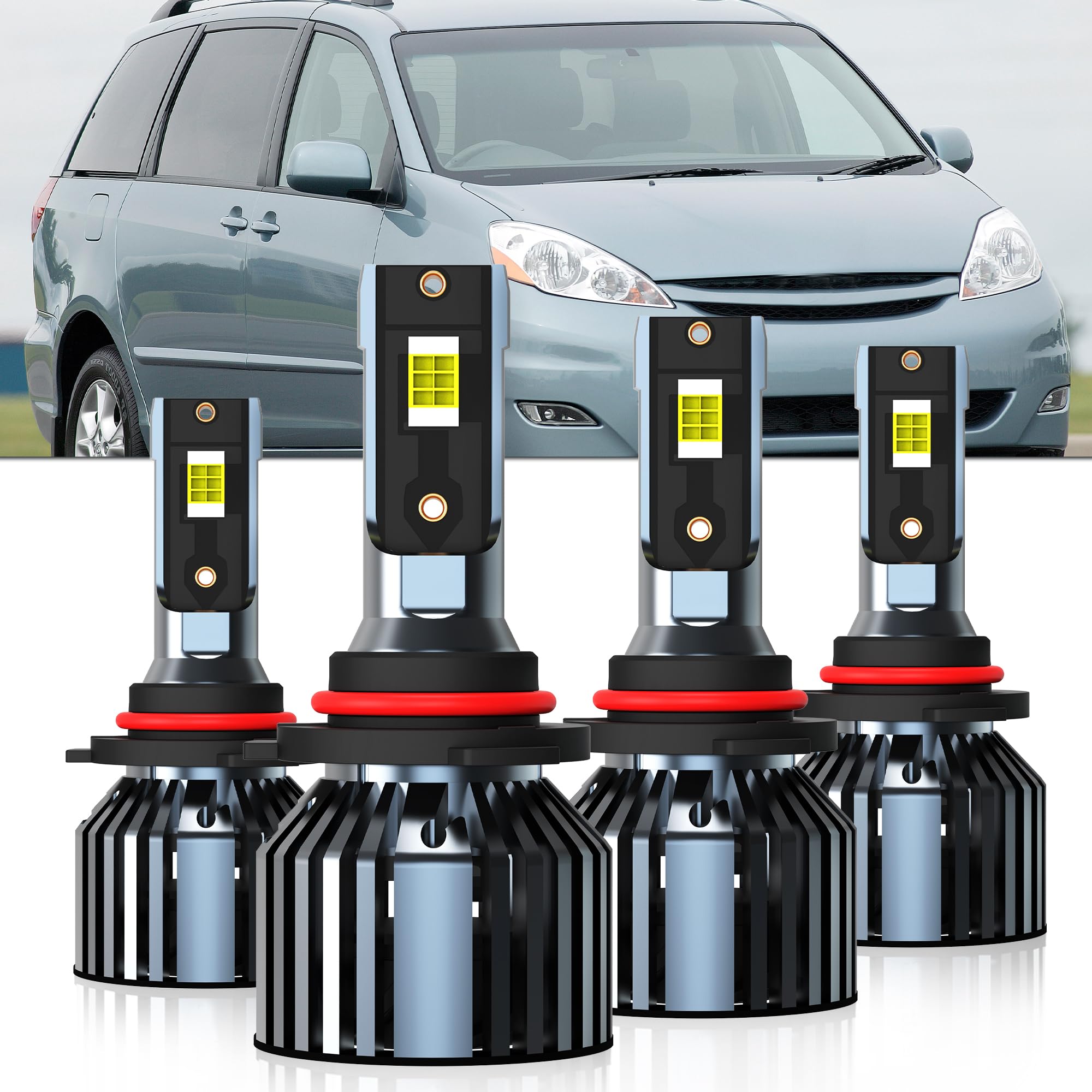 Photo 1 of AMXTOBUB Compatible with Toyota Sienna 2004 2005 2006 2007 2008 2009 2010, 9005 High and 9006 Low Beam Combo Light Bulbs, Pack of 4