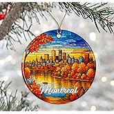 DanielDesign Montreal Christmas Ornament - Travel Montreal Gift - Stained Glass Style Ceramic Keepsake - Travel Gift for Tree Decoration Printed on Both Sides