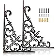 Z Metnal Decorative Shelf Brackets, 6 x 9 inch, Cast Wrought Iron Metal Mailbox Bracket, 90° Right Angle Victorian Brackets, Wall Decor, Modern Shelving Bracket for DIY Floating Shelves, 2 Pcs