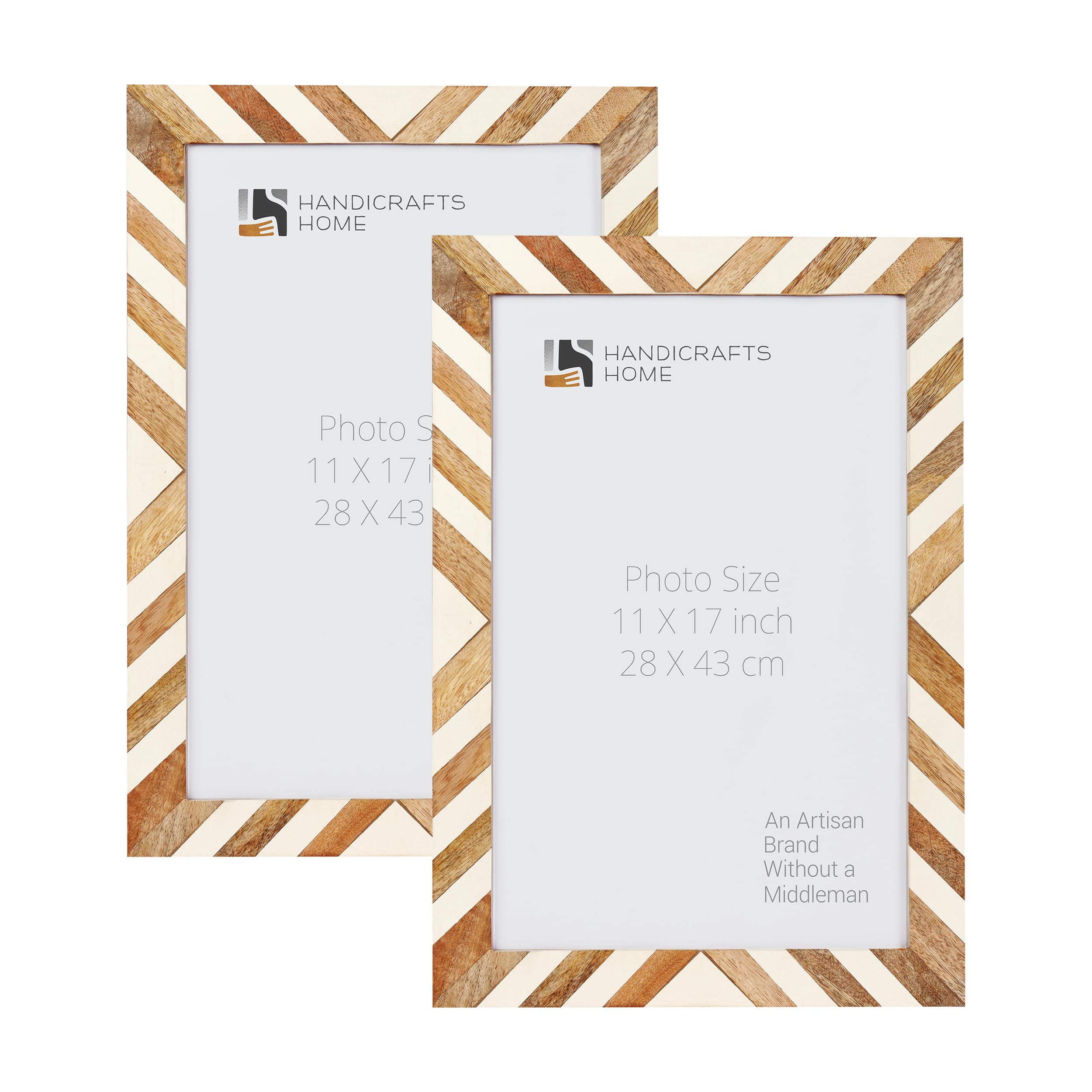 Handicrafts Home Picture Frame 11x17 Photo Frames, Marquet-Chevron Collection, Pack of 2 — image 1