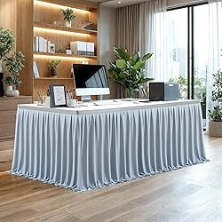 Partisky Gray Polyester Table Skirt for Rectangle