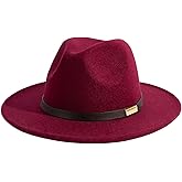 Gossifan Fedora Hats for Men Wide Brim Panama Hat with Classic Belt