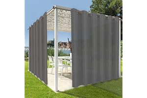 OutdoorLines Waterproof Indoor Outdoor Curtains for Patio-Privacy Sun Blocking Grommet Curtain Panel Weatherproof, UV Resistant Curtains for Gazebo, Front Porch, Pergola Grey 100W x 84L Inch 1 Panel