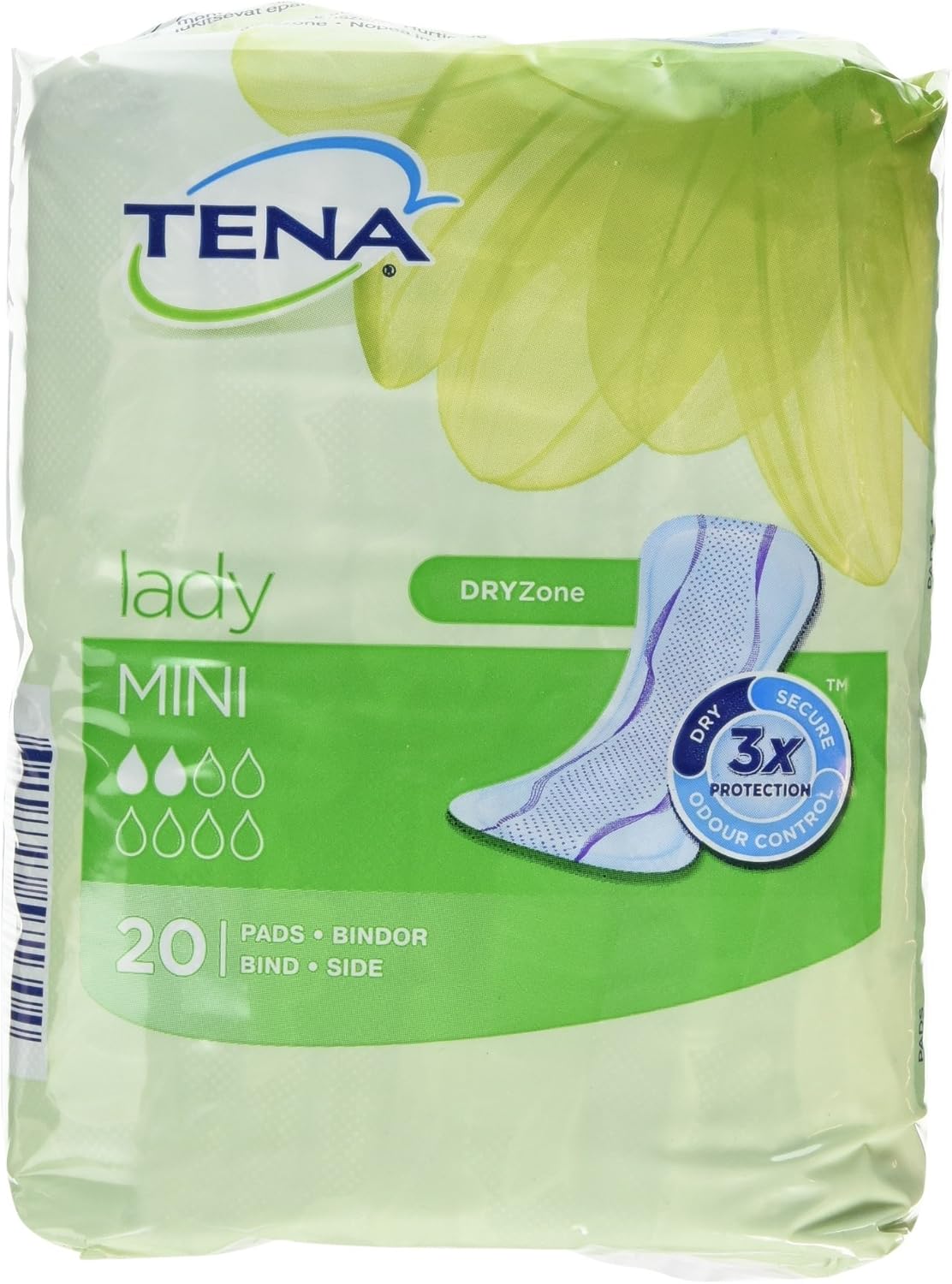 TENA Discreet Mini Incontinence Pads, 20 each, White, 20 Count (Pack of 1)