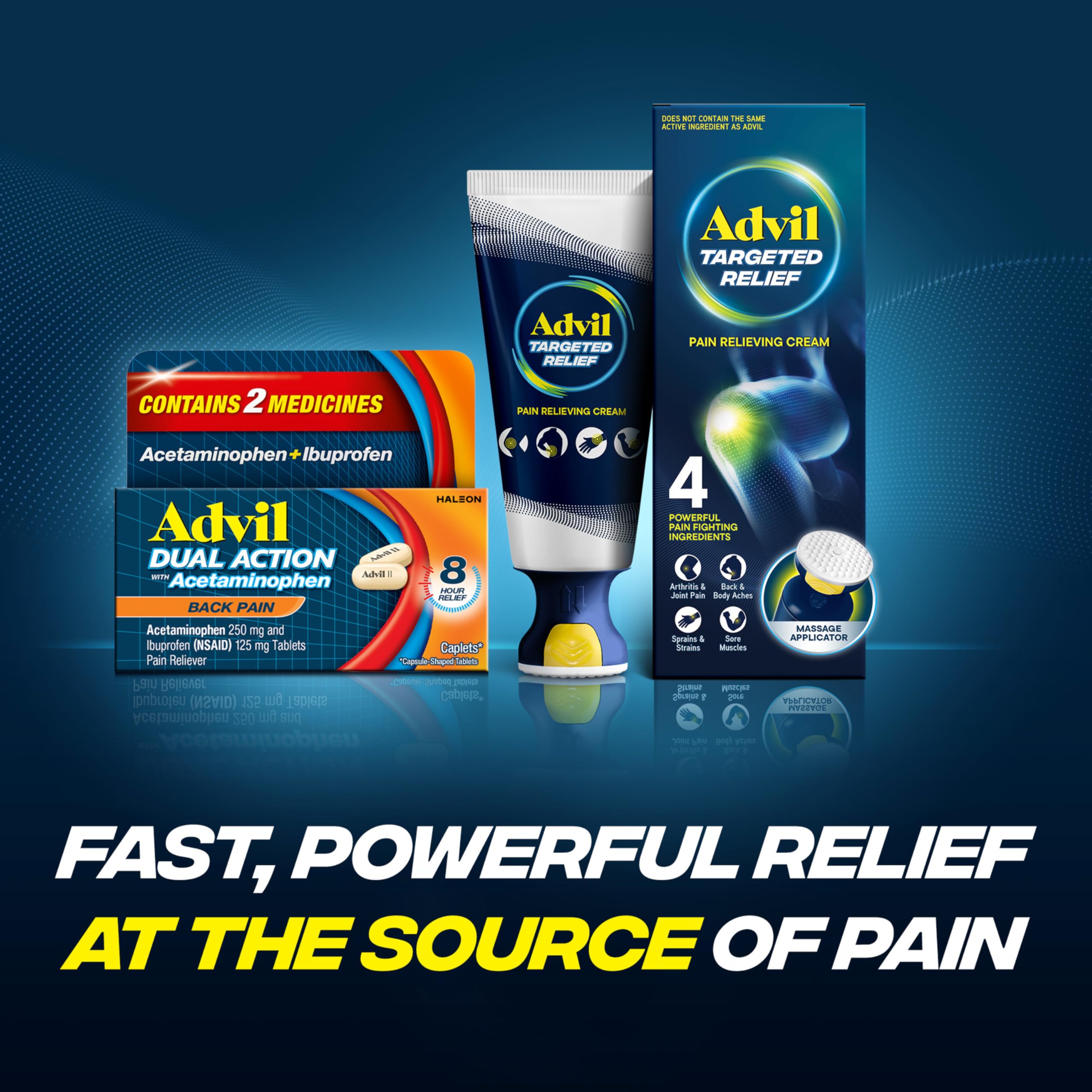 Advil Dual Action Back Pain Caplets Delivers 125mg Ibuprofen and 250mg Acetaminophen Per Dose for 8 Hours of Back Pain Relief - 144 Count