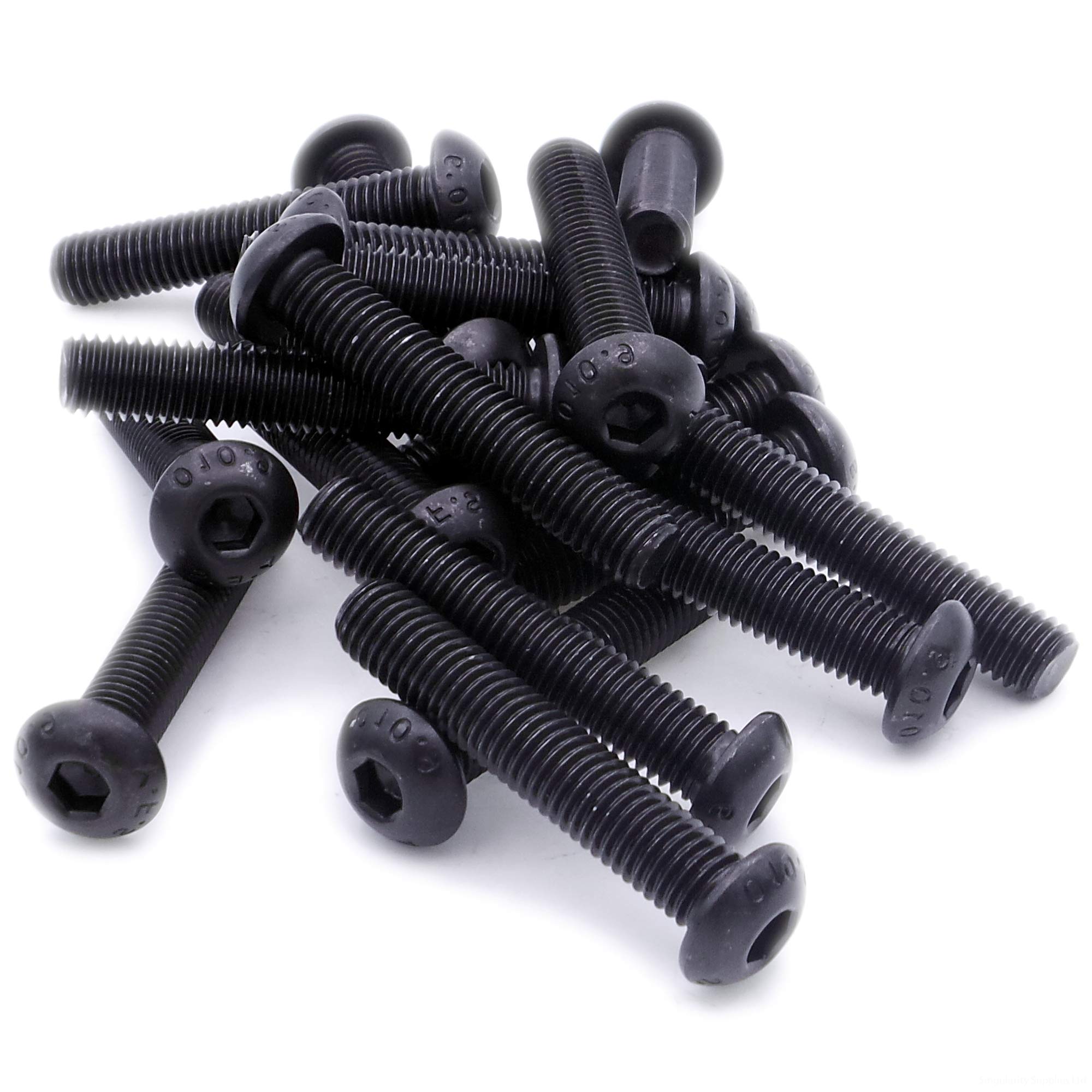 M4 (4mm x 6mm) Hex Socket Button Machine Screw (Bolt) - Black Steel (Pack of 20)