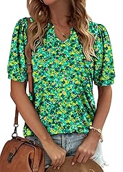 KISSMODA Women's Tunic Tops Casual V Neck Short