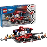 LEGO City F1 Pit Stop &amp; Pit Crew with Ferrari Car Toy - Model Race Car Toy Building Playset for Kids, Boys and Girls, Ages 6+ - F1 Collectible for Fans - Gift Idea for Birthdays - 60443