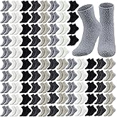 Cuffbow 100 Pairs Bulk Fuzzy Socks for Men Women Cozy Slipper Fluffy Socks Bulk Warm Gifts for Homeless