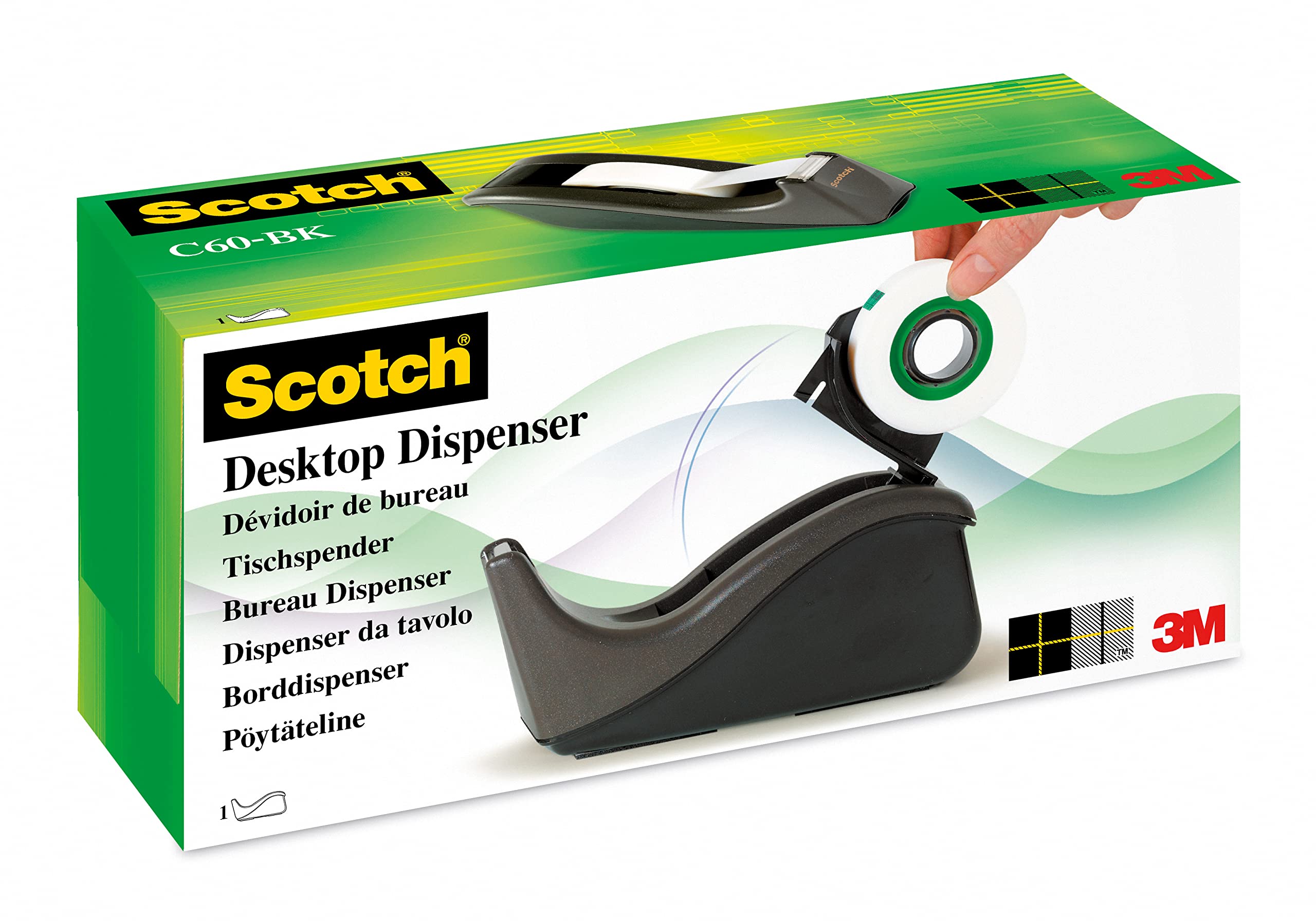 Scotch Sticky Tape Dispenser Turquoise with 1 Rolls of Scotch Magic Sticky Tape 19 mm x 33 m