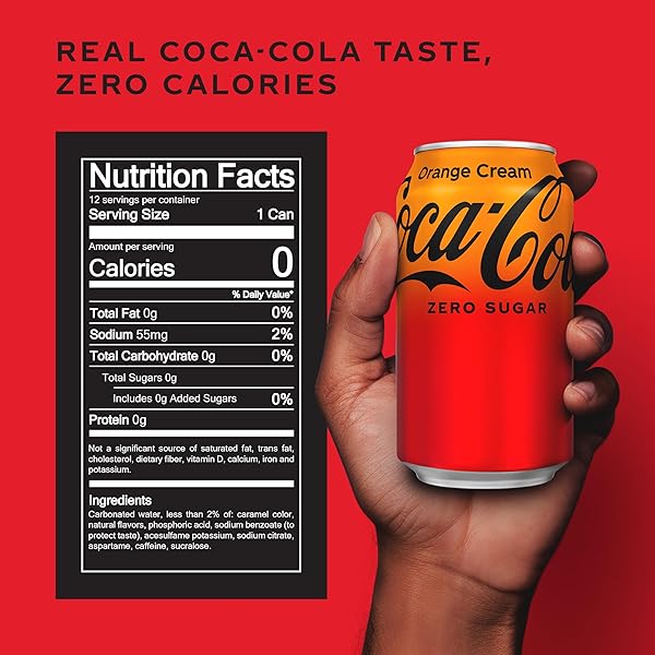 COCA-COLA ZERO SUGAR ORANGE CREAM SODA SOFT DRINK, FRIDGE PACK CANS, 12 FL OZ, 12 PACK