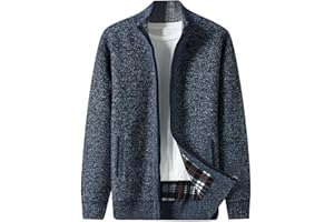 Mens Sweater Jackets Warm Soft Comfy Winter Fashion Full Zip Up Cardigan Sweaters Business Casual Thermal Knitwear Coat