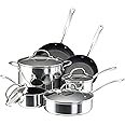 Farberware Millennium Stainless Steel Nonstick Cookware Set, 10-Piece Pot and Pan Set, Stainless Steel