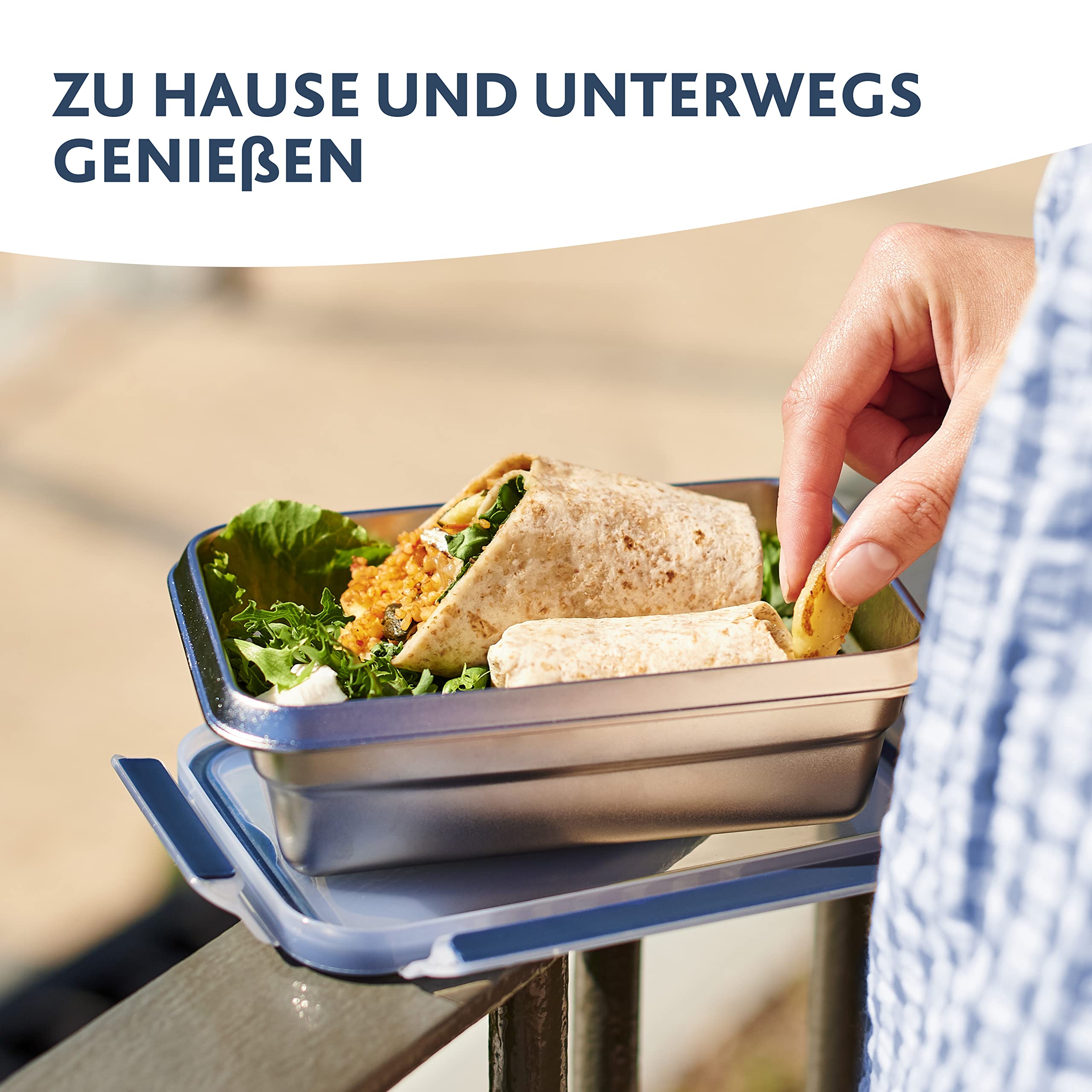 Emsa Clip & Close auslaufsichere Edelstahl-Frischhaltedose, 2 Liter Fassungsvermögen, rechteckig, spülmaschinenfest, backofenfest, N1150600 7